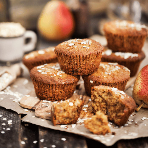 oats and pear wholegrain muffins,Muffins