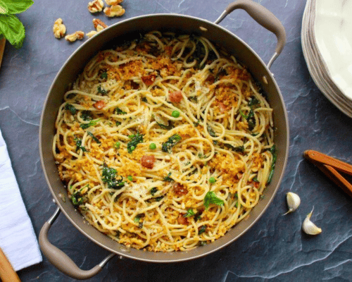 Bucatini Pasta with Kale and a Poached Egg