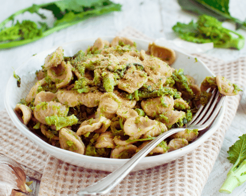 GREENS AND SAUSAGE WITH ORECCHIETTE 
