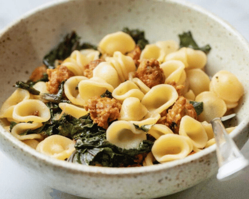 GREENS AND SAUSAGE WITH ORECCHIETTE